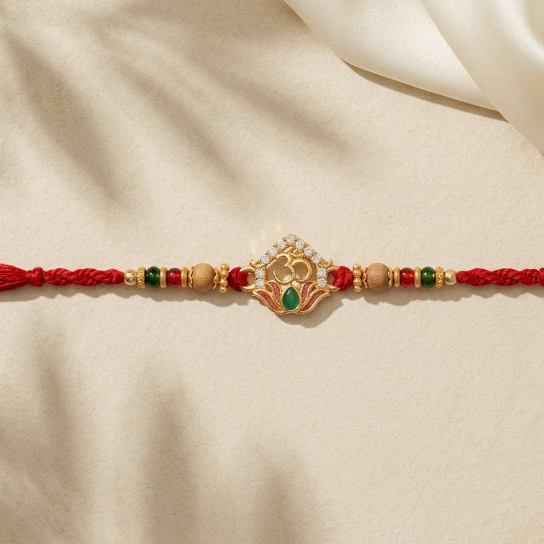 2 PC Divine Lotus "Om" Designer Rakhi