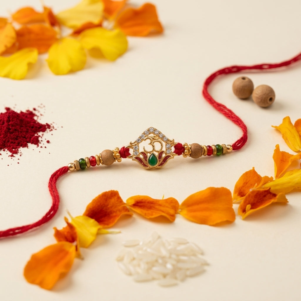 2 PC Divine Lotus "Om" Designer Rakhi