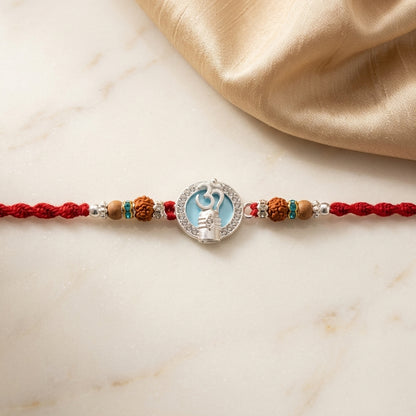 2 PC Om-Shivlinga Sky-Blue Enamel Rakhi
