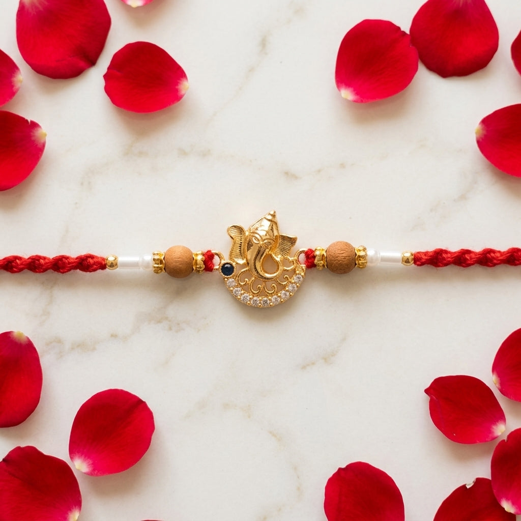 2 PC Divine Ganesha Gold-Tone Rakhi