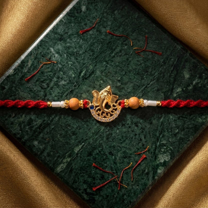 2 PC Divine Ganesha Gold-Tone Rakhi