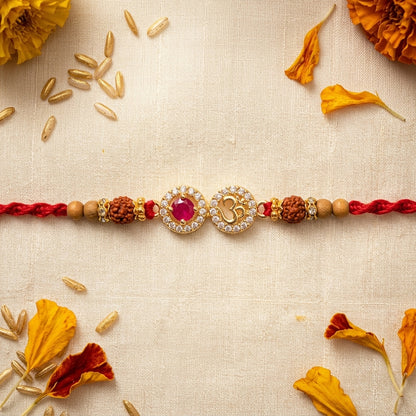 2 PC Om-Gemstone Gold-Tone Rakhi
