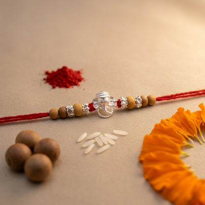 Divine Ganesha Silver-Tone Rakhi