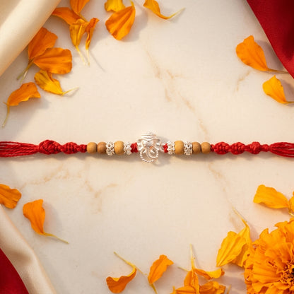 Divine Ganesha Silver-Tone Rakhi