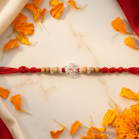 Divine Ganesha Silver-Tone Rakhi