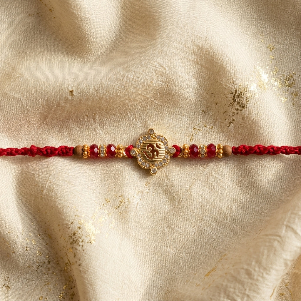 2 PC Radiant Om Gold-Tone Rakhi