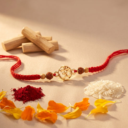 Classic Om Silver Tone & Gold Tone Rakhi