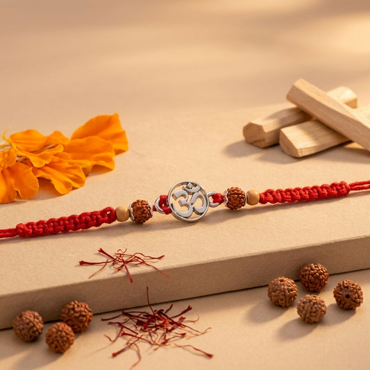 Classic Om Silver Tone & Gold Tone Rakhi