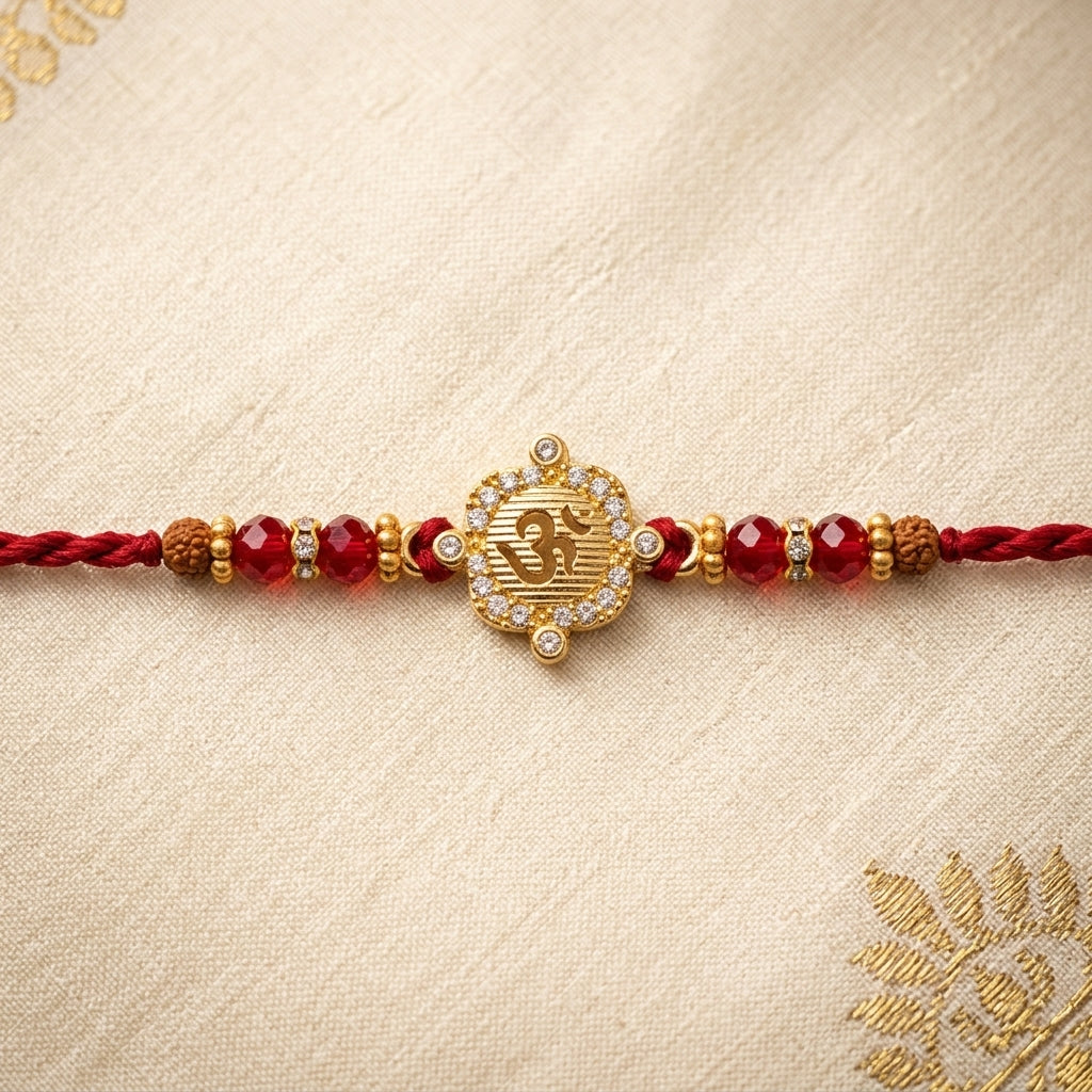 2 PC Radiant Om Gold-Tone Rakhi