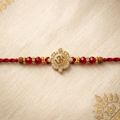 2 PC Radiant Om Gold-Tone Rakhi