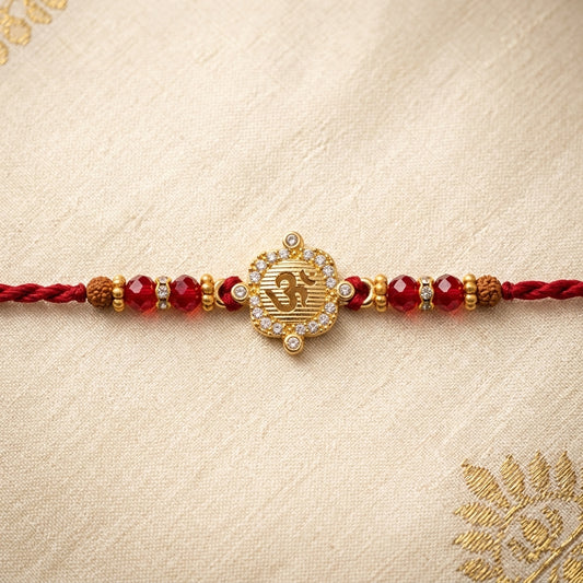 2 PC Radiant Om Gold-Tone Rakhi