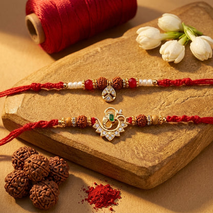 Ganesha & Traditional Charm Bhai Bhabhi Rakhi