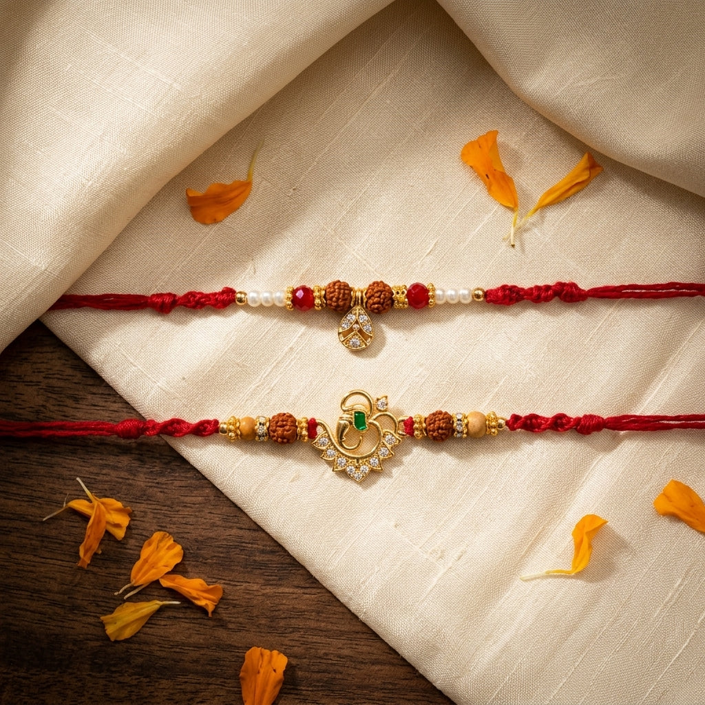 Ganesha & Traditional Charm Bhai Bhabhi Rakhi