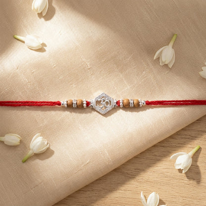 2 PC Om Silver-Tone Rakhi