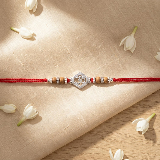 2 PC Om Silver-Tone Rakhi
