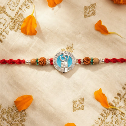 2 PC Om-Shivlinga Sky-Blue Enamel Rakhi