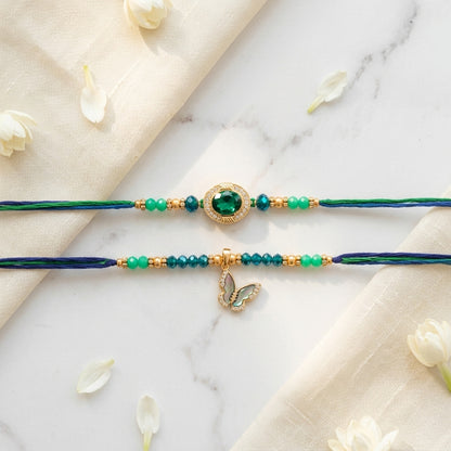 Emerald & Butterfly Bhai Bhabhi Rakhi