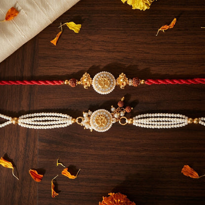 Pearl & Rudraksha Om Bhai Bhabhi Rakhi