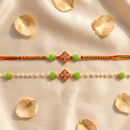 Heritage Gold-Tone Bhai Bhabhi Rakhi Bracelet Duo