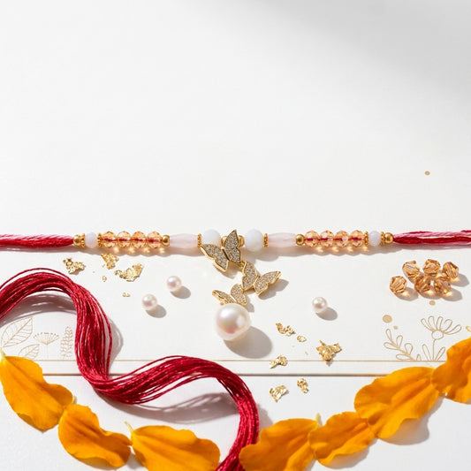 Butterfly & Pearl Lumba Rakhi for Bhabhi