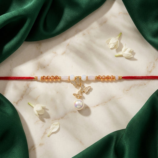 Butterfly & Pearl Lumba Rakhi for Bhabhi