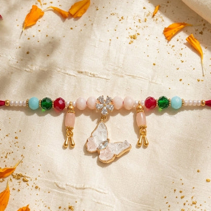 Whimsical Butterfly & Floral Lumba Rakhi for Bhabhi