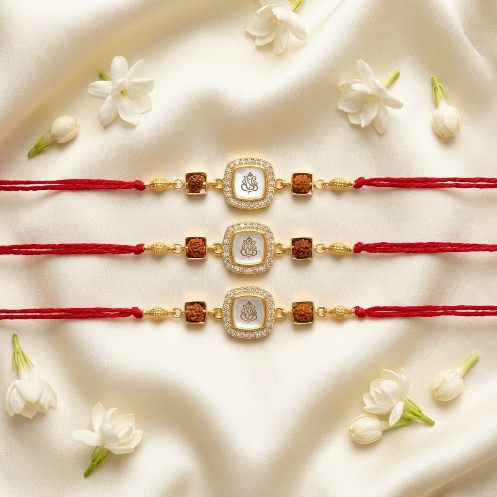 3PC Divine Ganesha Designer Rakhi