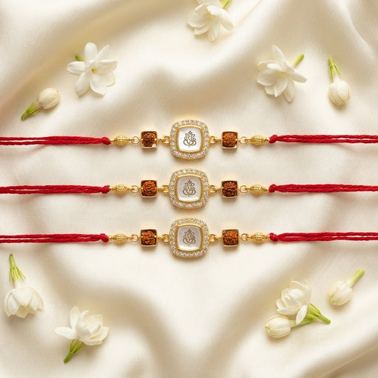3PC Divine Ganesha Designer Rakhi