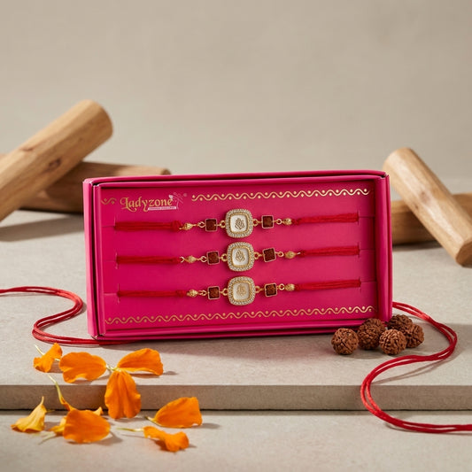 3PC Divine Ganesha Designer Rakhi