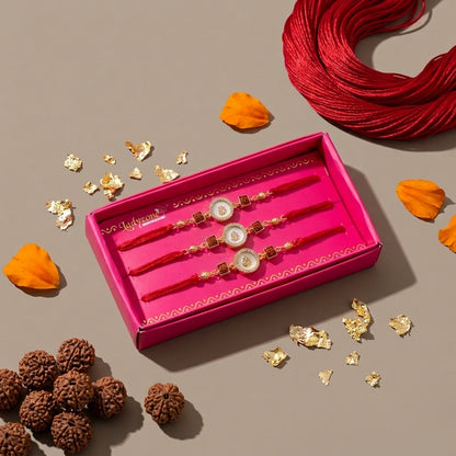 3PC Divine Ganesha Designer Rakhi Set