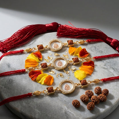 3PC Divine Ganesha Designer Rakhi Set
