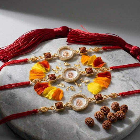 3PC Divine Ganesha Designer Rakhi Set