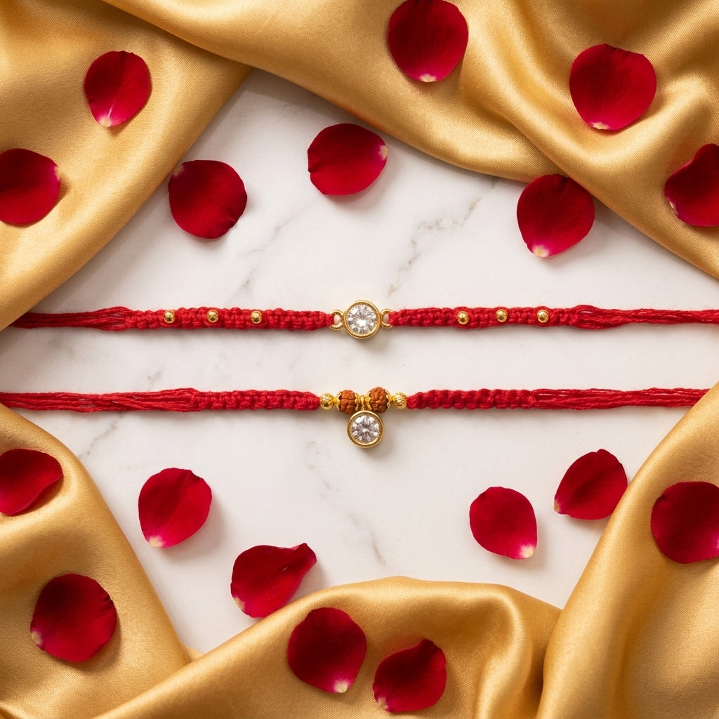 Solitaire Gold-Finish Bhai Bhabhi Set