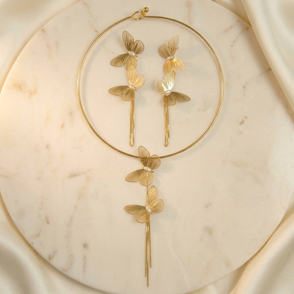 Butterfly Choker Mala Set