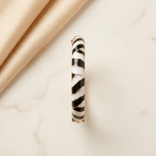 Monochrome Zebra Striped Gold-Finish Bangle | Lady Zone