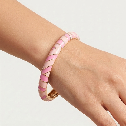 Monochrome Zebra Striped Gold-Finish Bangle | Lady Zone