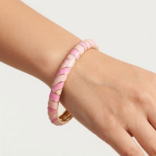 Monochrome Zebra Striped Gold-Finish Bangle | Lady Zone