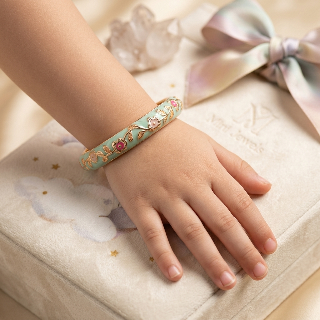Kids Enamelled Floral Gold-Finish Designer Bangle | Lady Zone