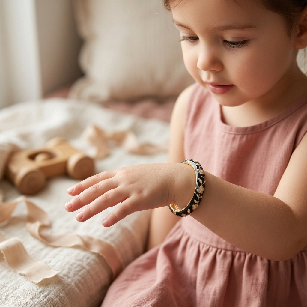 Kids Enamelled Floral Gold-Finish Designer Bangle | Lady Zone