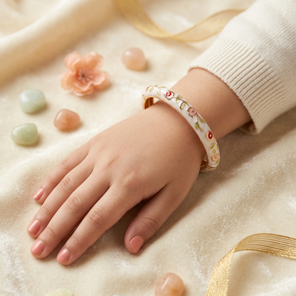 Kids Enamelled Floral Gold-Finish Designer Bangle | Lady Zone