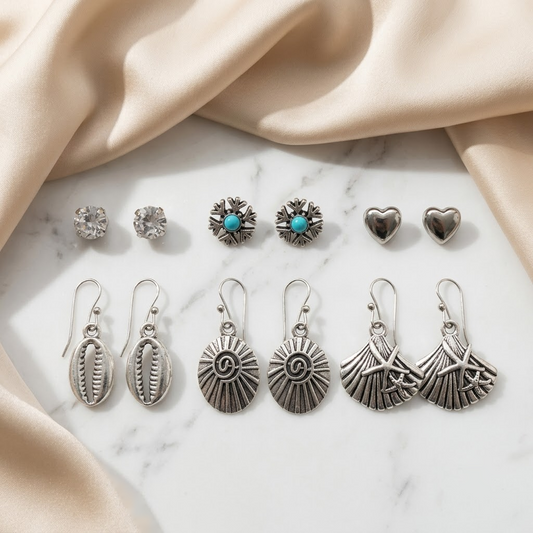 6-Pair Boho Ocean & Shell Earring Set | Lady Zone