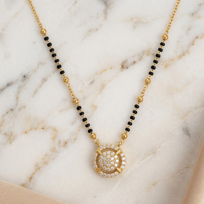 American Diamond Circular Pendant Mangalsutra | Lady Zone