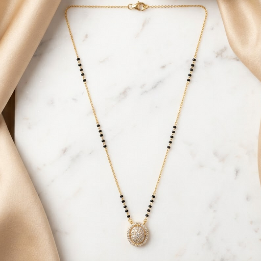 Minimalist American Diamond Oval Mangalsutra | Lady Zone