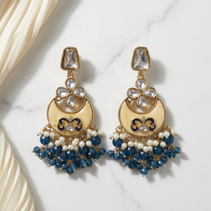 Enamel & Kundan Chandbali Drop Earrings | Lady Zone