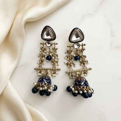 Long Enamel Kundan Jhumki Drop Earrings | Lady Zone