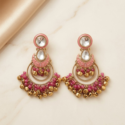 Statement Kundan & Enamel Ghungroo Chandbalis | Lady Zone