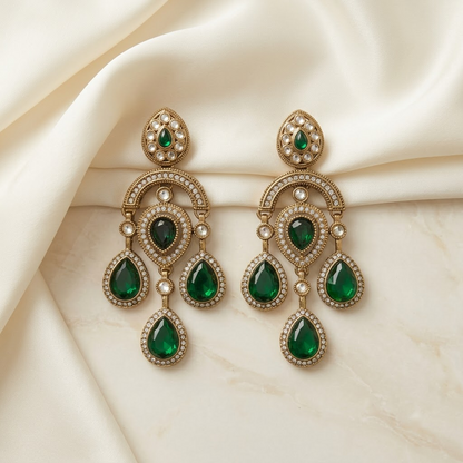Gold Plated American Diamond Drop Earrings for Women | Lady Zone
