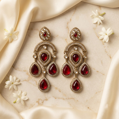 Gold Plated American Diamond Drop Earrings for Women | Lady Zone