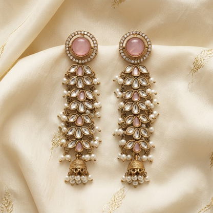 Regal Kundan & Pearl Long Earrings