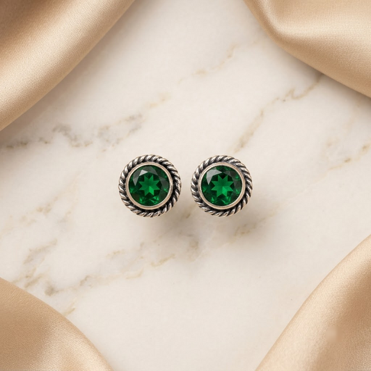 Oxidized Beaded Solitaire Stud Earrings | Lady Zone